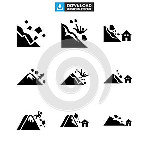 Falling rocks icon or logo isolated sign symbol vector illustration