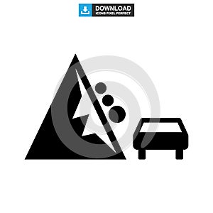 Falling rocks icon or logo isolated sign symbol vector illustration