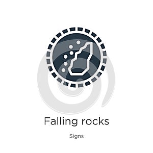 Falling rocks icon vector. Trendy flat falling rocks icon from signs collection isolated on white background. Vector illustration