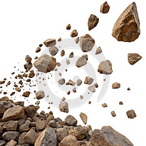 Falling Rocks isolated on white background