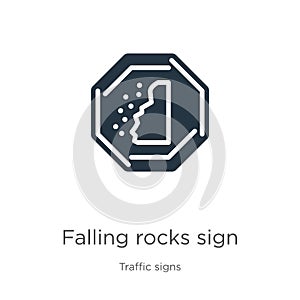 Falling rocks sign icon vector. Trendy flat falling rocks sign icon from traffic signs collection isolated on white background.