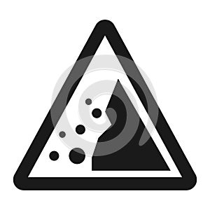 Falling rocks sign line icon