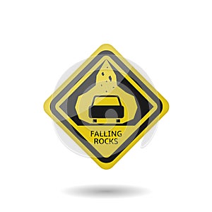 Falling rocks warning vector sign