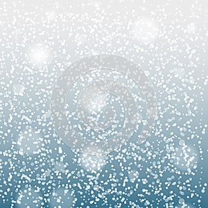 Falling Shining Snowflakes and Snow on Blue Background. Christma