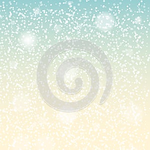 Falling Shining Snowflakes and Snow on Blue Background. Christmas, Winter New Year . Realistic Vector illustration for