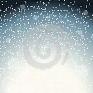 Falling Shining Snowflakes and Snow on Blue Background. Christmas, Winter New Year . Realistic Vector illustration for