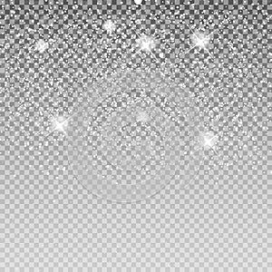 Falling Shining Snowflakes and Snow on Transparent Background. C