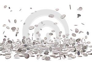 Falling silver coins