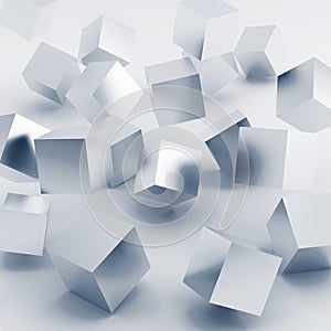 Falling silver cubes