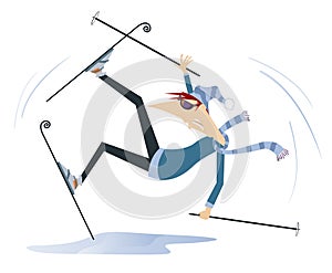 Falling skier man illustration