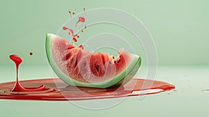 A falling slice of juicy watermelon