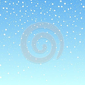 Falling snow background. Vector illustration with snowflakes. Winter snowing sky.