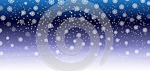 Falling snow background. Vector illustration with snowflakes. Winter snowing sky.
