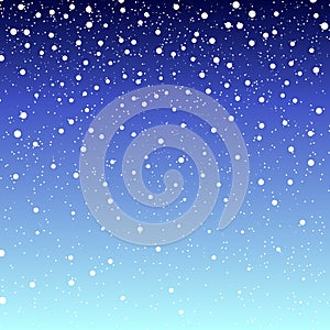 Falling snow background. Vector illustration with snowflakes. Winter snowing sky. Vector