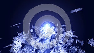 Falling snow effect. Spin of snow crystal. Christmas. Snowflake. Winter season. Snow confetti loop animation.