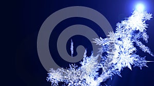 Falling snow effect. Spin of snow crystal. Christmas. Snowflake. Winter season. Snow confetti loop animation.