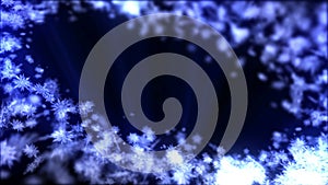 Falling snow effect. Spin of snow crystal. Christmas. Snowflake. Winter season. Snow confetti loop animation.