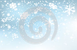 Falling snow on a light blue background.