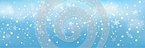 Falling Snow. Snowfall Winter Christmas Background. New year`s night. Blue winter evening. Baner. Eps 10