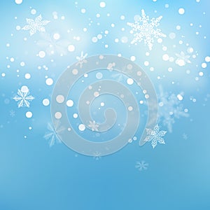 Falling Snow. Snowfall Winter Christmas Background. New year`s night. Blue winter evening. Eps 10