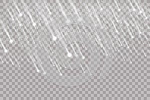 Falling snow on a transparent background. Falling water drops texture.