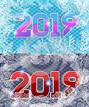 Falling snow, white snowflakes, transparent background. 2019 Winter Holiday landscape for Merry Christmas and Happy New Year