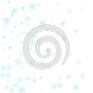 Falling snowflakes on white background. Winter Vector