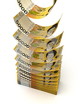 Falling South Korean Won