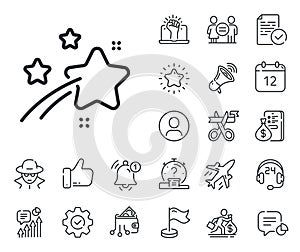 Falling star line icon. Night sign. Salaryman, gender equality and alert bell. Vector