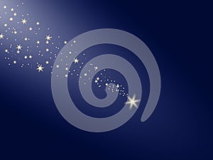 Falling star on the night blue sky