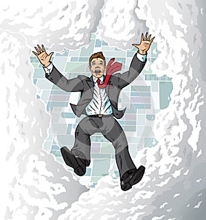 Falling suitman in sky