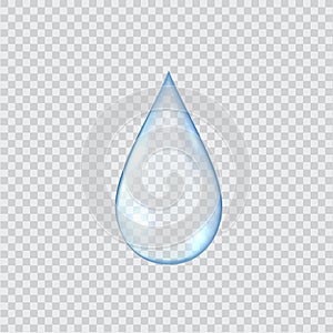 Falling water drop realistic vector illustration set