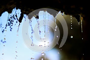Falling waterdrops with deepth of field