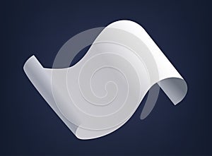 Falling White Paper Sheet Tumble Through The Air, Its Edges Sharp And Corners Curved, A Lively Swirl, Realistic 3d