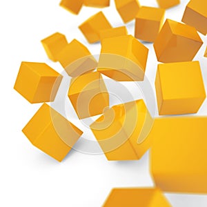 Falling yellow cubes