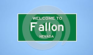 Fallon, Nevada city limit sign. Town sign from the USA.