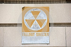 Fallout shelter sign on a building