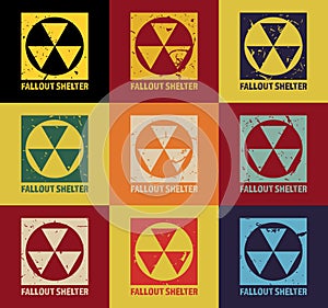 Fallout Shelter. Vintage Nuclear Symbol. Radioactive Zone Sign. Vector Illustration