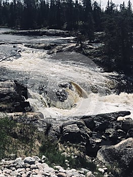 Falls along Wabigoon River, Ontario, Canada