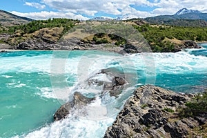 Falls of the confluence of Baker river and Neff river, Chilean Patagonia