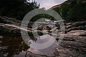 The Falls of Dochart at dusk, Killin, Highlands, Scotland