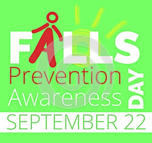 Falls Prevention Awareness Day celebrated in USA in 22 September. Letter A is symbol of falling man