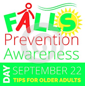 Falls Prevention Awareness Day celebrated in USA in 22 September. Letter A is symbol of falling man