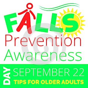 Falls Prevention Awareness Day celebrated in USA in 22 September. Letter A is symbol of falling man photo