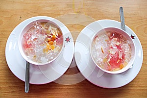 Falooda is an Indian version of a cold dessert made with noodles. It has origins in the Persian dish photo