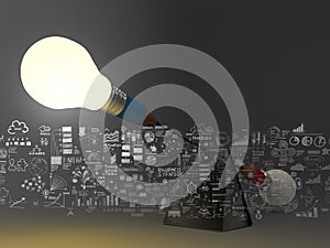 False balance of pencil lightbulb