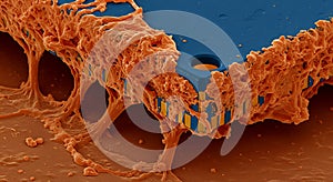 Cellular growth on a microchip surface detail