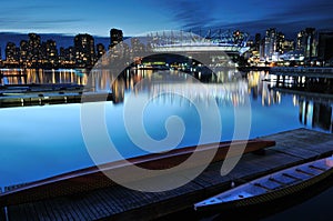 False Creek and BC Stadium at night photo