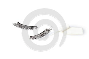 False eyelashes with glue