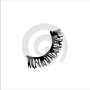 False eyelashes isolated on white background. Simple hand drawn vector illustration in cartoon doodle style